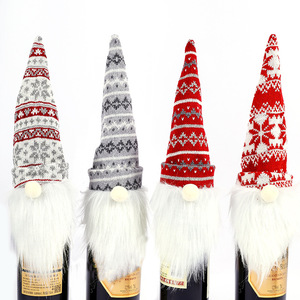 Funda de punto navideña para botella de vino, Papá Noel sin rostro, decoración de mesa de Navidad, adorno para cena navideña - Product Image 6