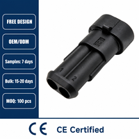 Connecteur de câblage automobile femelle 2 broches 282104-1, étanche IP67, 14A 24V, boîtier PA66 GF, résistant à la chaleur 94V-0, ignifuge