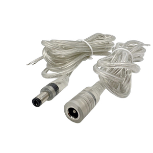 Câble d'alimentation CC en PVC transparent, connecteur mâle-femelle, fiche cylindrique, fils en cuivre étamé dénudés, 2 conducteurs UL 2464 - Product Image 1