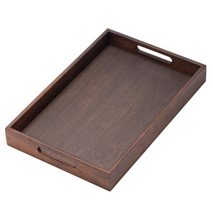 Hand-held double-handled walnut wood <b>tray</b> for <b>tea</b> sets and snacks, solid wood rectangular dessert <b>tray</b> for home use on coffee - Product Image 5