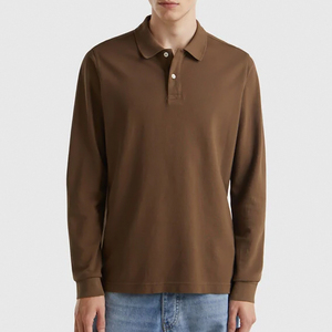 Chemises en jersey de coton de haute qualité pour hommes, unies, écologiques, vente en gros, manches longues, confortables, décontractées, logo personnalisé, OEM - Product Image 2