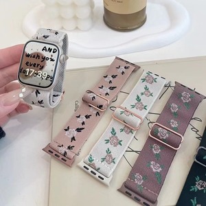 Bracelet en nylon à imprimé floral blanc <span class=keywords><strong>pour</strong></span> <span class=keywords><strong>Apple</strong></span> <span class=keywords><strong>Watch</strong></span> 11 38 40 41 42 44 45 49 mm, bracelet de montre réglable - Product Image 2