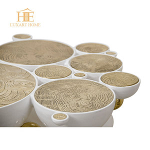 Table d'entrée sur mesure table <span class=keywords><strong>console</strong></span> moderne de luxe <span class=keywords><strong>en</strong></span> métal <span class=keywords><strong>en</strong></span> acier inoxydable <span class=keywords><strong>blanc</strong></span> et laiton avec miroir - Product Image 4