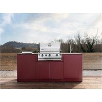Armoire de cuisine extérieure moderne ignifuge murale en acier inoxydable 304 avec porte coulissante pour petite station de cuisine de patio - En promotion