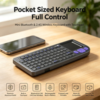 Clavier sans fil 2.4G, clavier sans fil portable avec pavé tactile, cadre en alliage d'aluminium, Mini clavier compact et portable pour les voyages
