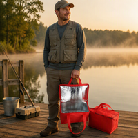 Sac isotherme réutilisable pour poisson, sac de transport alimentaire non tissé avec doublure en feuille d'aluminium pour le camping en plein air