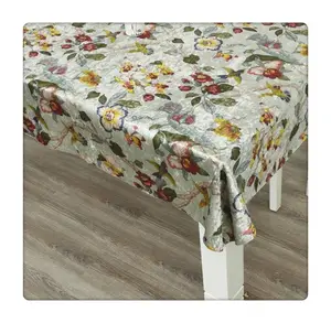 Fabric supplier polyester knitted print flower crush velvet fabric tablecloth