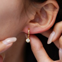 Boucles d'oreilles pendantes minimalistes en argent 925 plaqué or 14 carats, serties de moissanite VVS GRA taille ronde 1 carat, pour femme