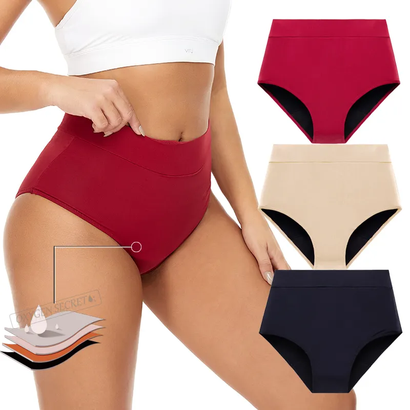 OXYGEN SECRET High Waist Full Brief Menstrual Panties Leak Proof Underwear Period Proof Female Anti Leak Panties swimming briefs
