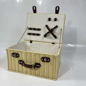 Huangtu panier de pique-nique tissé à la main PP paniers en osier de rotin en plastique pour 2 personnes ensemble pour boîte de rangement de <span class=keywords><strong>Camping</strong></span> en plein air - Product Image 2
