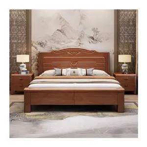 Marco de cama queen camas de madera chinas king size muebles de dormitorio almacenamiento moderno cama de madera maciza