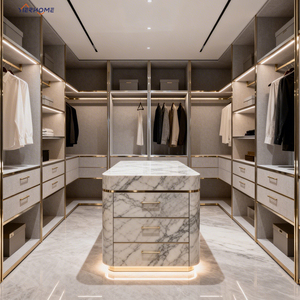 Système de garde-robe walk-in gris moderne personnalisé | Meubles de chambre à coucher de luxe personnalisation complète de la - Product Image 1