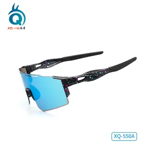 Óculos de sol UV400 BLUE personalizados para ciclismo ao ar livre, óculos de sol esportivos coloridos sem moldura, óculos de sol com retrovisor