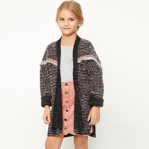 Vêtements en ligne, pull long en laine fantaisie bicolore pour grande fille, fabriqué en Chine - Product Image 1