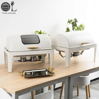 9L Black Modern Hotel Roll Top Chafing Dishes Pabrik Kustomisasi Set Buffet Mewah Peralatan Pemanas Suhu Otomatis