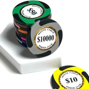 Jetons de poker Royal Las Vegas 14g <span class=keywords><strong>en</strong></span> argile de haute qualité avec bordure dorée, jetons de casino Monte Carlo 40mm - Product Image 2