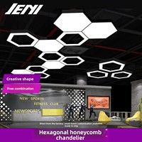 Lampe de bureau LED hexagonale en fer en forme de nid d'abeille, hauteur réglable, 6000K, corps noir, luminaire suspendu pour bureaux, gymnases, studios de danse