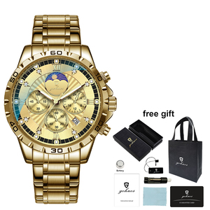 Gohuos 9809 Orologi al Quarzo Classici di Lusso in Acciaio Inossidabile per Uomo, Reloj Montre Impermeabile con Lancette Luminose - Product Image 4