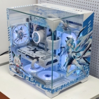 Boîtier de PC vertical OME NPC pour jeux avec fenêtre latérale, compatible ATX/Micro-ATX, en alliage d'aluminium SPCC pour écran LCD