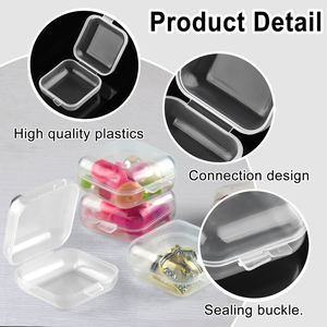 Mini <b>Square</b> Clear Glossy Eco-Friendly Plastic PP Classic Multifunction Jewelry Box Hinged Lid Earring Organizers Storage - Product Image 2