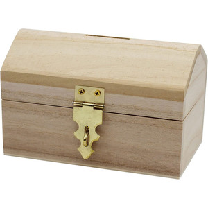 Mini boîte au trésor en bois de pin petit organisateur de tonneau en bois pour usage personnel ou caisse d'épargne prête à peindre - Product Image 4