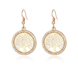 Collar con colgante de árbol de la vida, redondo y hueco, con engaste de bisel de árbol de la paz, conjunto de joyería de regalo - Product Image 2