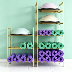 Vertical Freestanding Yoga Storage Cart, Multi-function Metal Rack for <strong>Rolled</strong> Yoga <strong>Mats</strong> and Bosu Half Ball OEM Private Label - Product Image 2