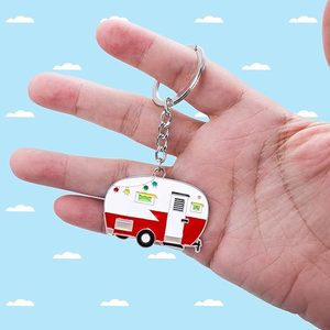 Luxury Gift RV Camper Keychain Set Happy Camper Keyring with Gift <b>Box</b> for Couples Camping Accessories Travel Trailer Jewelry - Product Image 4