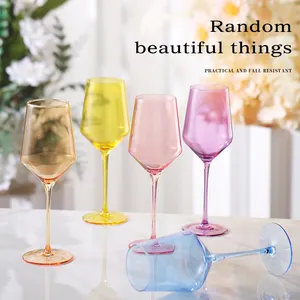 Màu xanh vàng hồng tím hổ phách đào màu hồng pha lê màu thủy tinh stemware, Trung Quốc số lượng lớn Nguồn cung cấp đám cưới rượu vang đỏ cốc thủy tinh