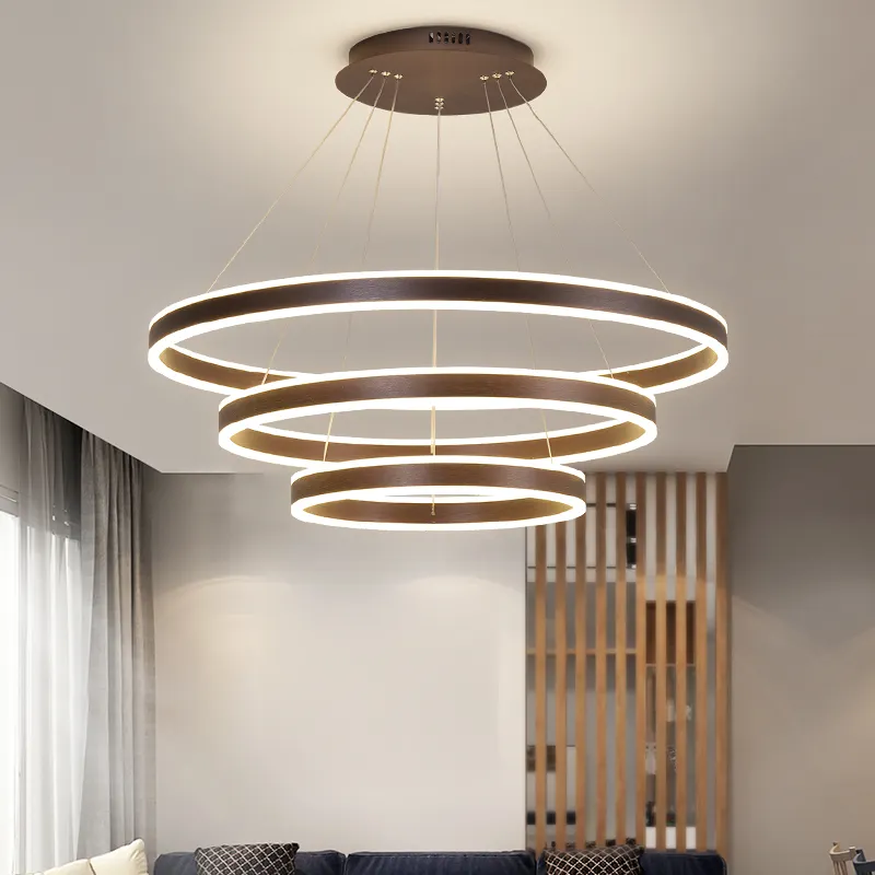 Contemporary Style Indoor Decoration Circle Rings LED Hanging Light Acrylic Modern Chandelier