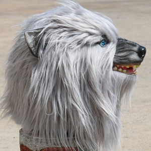 Máscara de lobo de peluche, talla única, accesorio para disfraz de Halloween, accesorios para fiestas - Product Image 3