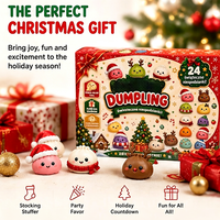 Calendrier de l'Avent de Noël 24 Jours, Coffret Surprise, Jouets Anti-Stress Squishy en Forme de Dumpling, Jouet Surprise de Compte à Rebours des Fêtes