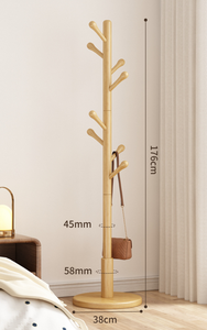 <span class=keywords><strong>Perchero</strong></span> de Madera Independiente con 10 Ganchos, <span class=keywords><strong>Perchero</strong></span> de Madera Maciza Natural con Base Estable para Ropa, Sombreros y <span class=keywords><strong>Bolsos</strong></span> - Product Image 2