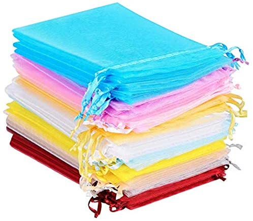 Tùy chỉnh thực hiện lấp lánh đầy màu sắc Pouch nhỏ Organza quà tặng dây kéo túi