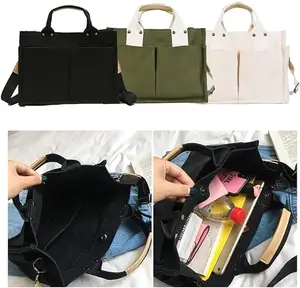 Kadınlar için bez alışveriş çantası büyük omuz çantası çanta Satchel cüzdanlar çok cepler rahat iş çantaları