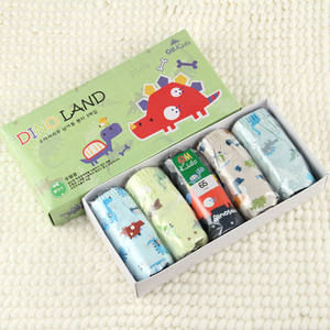 Calzoncillos bóxer de algodón puro para niños, ropa interior de un paquete, Estampado de dinosaurios encantadores, pantalones cortos de Bikini para niños de fábrica, 5 uds. - Product Image 1