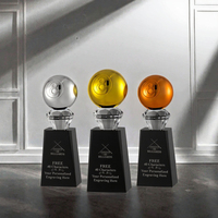 Trophée en cristal transparent avec impression UV, design portable et fonction de gravure, base noire
