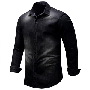 Chemise en jean personnalisée OEM pour homme, 100 % coton, couleur unie, délavée, imprimée, col rabattu, décontractée, été, grande taille - Product Image 1