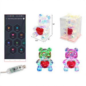 Orso di Cristallo LED da 10 Pollici con Cuore Rosso, 12 Pezzi per Confezione, Decorazioni Modello 375988 - Product Image 1