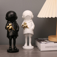 Statue décorative créative en résine de plongeur enfant avec pieuvre, style européen de luxe léger