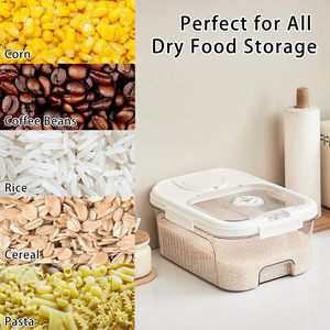 Wholesale Kitchen Large Capacity <b>Clear</b> Plastic Rice Dispenser Box Measuring Cup Sealed Grain Storage <b>Container</b> Moisture-Proof - Product Image 3