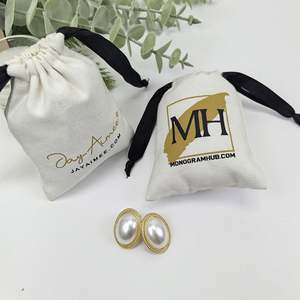 Bolsa de Joyería de Lona Pequeña con Cordón, Moderna, de Algodón, con Característica Reciclable para Anillos y Otros Regalos, Venta al por Mayor - Product Image 3