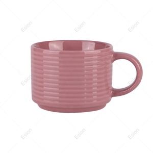 Sản Phẩm Bán Chạy Nhất 2020 Ở Châu Âu Đầy Màu Sắc Galzed Nổi Stackable Gốm Coofee Mugs Với Xử Lý - Product Image 3