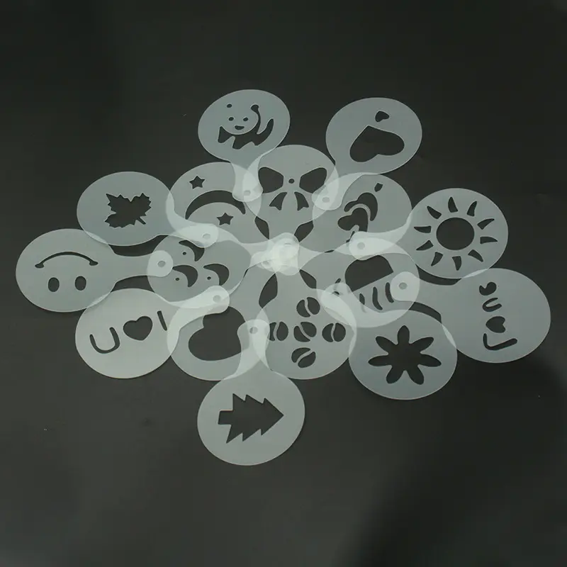 16 pezzi fai da te riutilizzabile plastica caffè Cappuccino schiuma Latte Art Stencil decorazione Set di Stencil caffè personalizzato