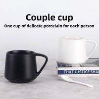 Taza de Cerámica Simple YUANHE, Taza de Café Mate, Diseño Minimalista Moderno, Alto Valor de Color, Blanco y Negro, Apta para Oficina, Lavavajillas y Microondas