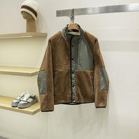 Veste en polaire d'agneau unisexe à coupe ample, réversible, style Teddy, patchwork technique, coupe-vent, veste d'hiver