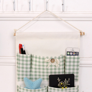 Bolsa de almacenamiento montada en la pared de varias capas con seis bolsillos y cajón para pañuelos, organizador de tela de algodón para puertas y ventanas - Product Image 2