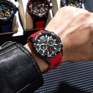 Montres pour hommes Poedagar, nouvelle mode, chronographe étanche, <span class=keywords><strong>calendrier</strong></span>, quartz, bracelet en silicone de luxe, montre lumineuse pour hommes - Product Image 5