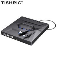 Unidad de DVD Externa TISHRIC, Grabadora y Lectora de CD/DVD, Tipo C/USB3.0, Reproductor Externo de CD y DVD, Compatible con Lector de Tarjetas Tipo C USB SD TF