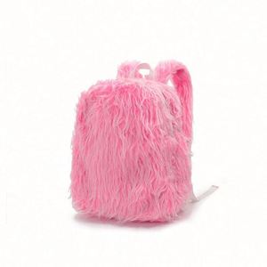 Custom Fluffy <b>Backpack</b> Female Long Hair Faux Fur <b>Backpacks</b> Student Plush School <b>Backpack</b> - Product Image 1